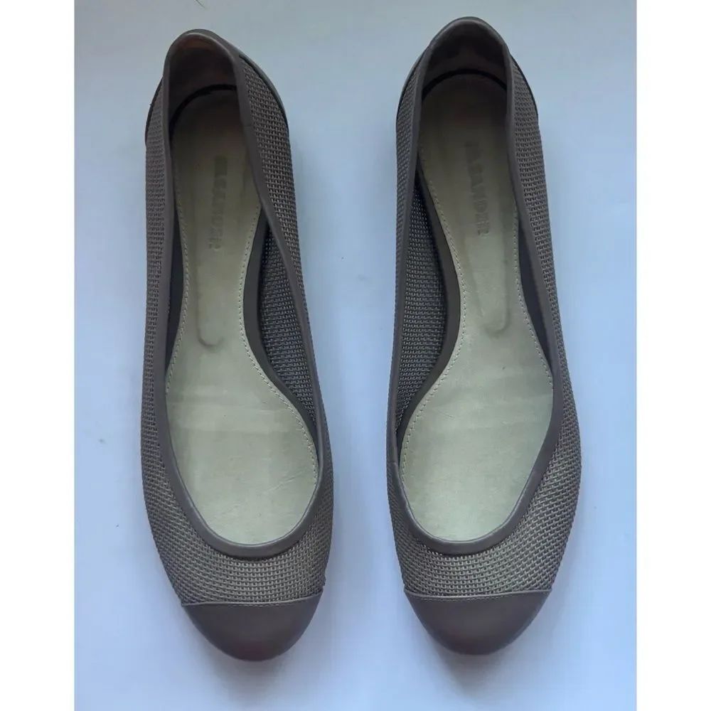 Jil Sander Taupe leather Textured Flats size 38~ Excellent